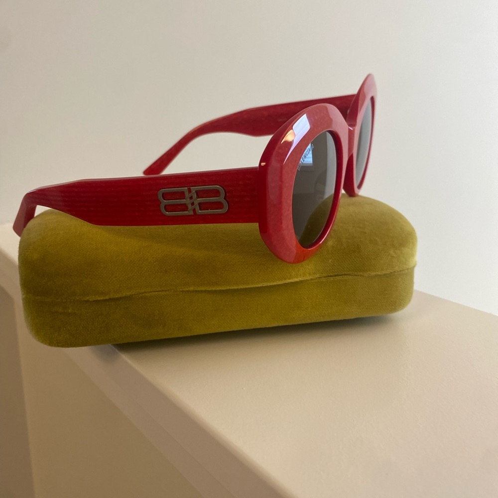Balenciaga Red Sunglasses $300